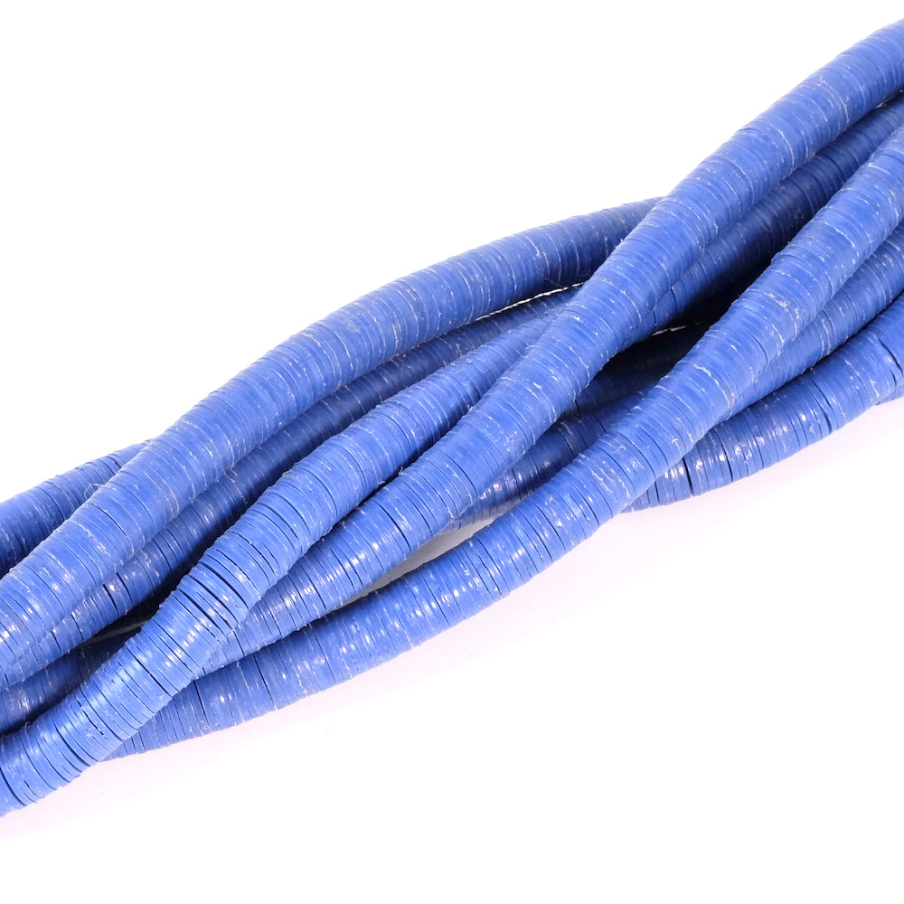 Genuine 6mm African Vulcanite Vinyl Heishi Beads - Klein Blue