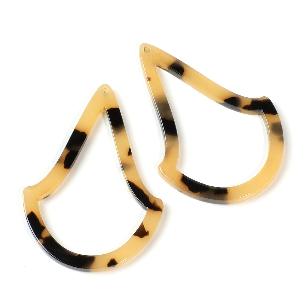 2 beige acetate drop pendants