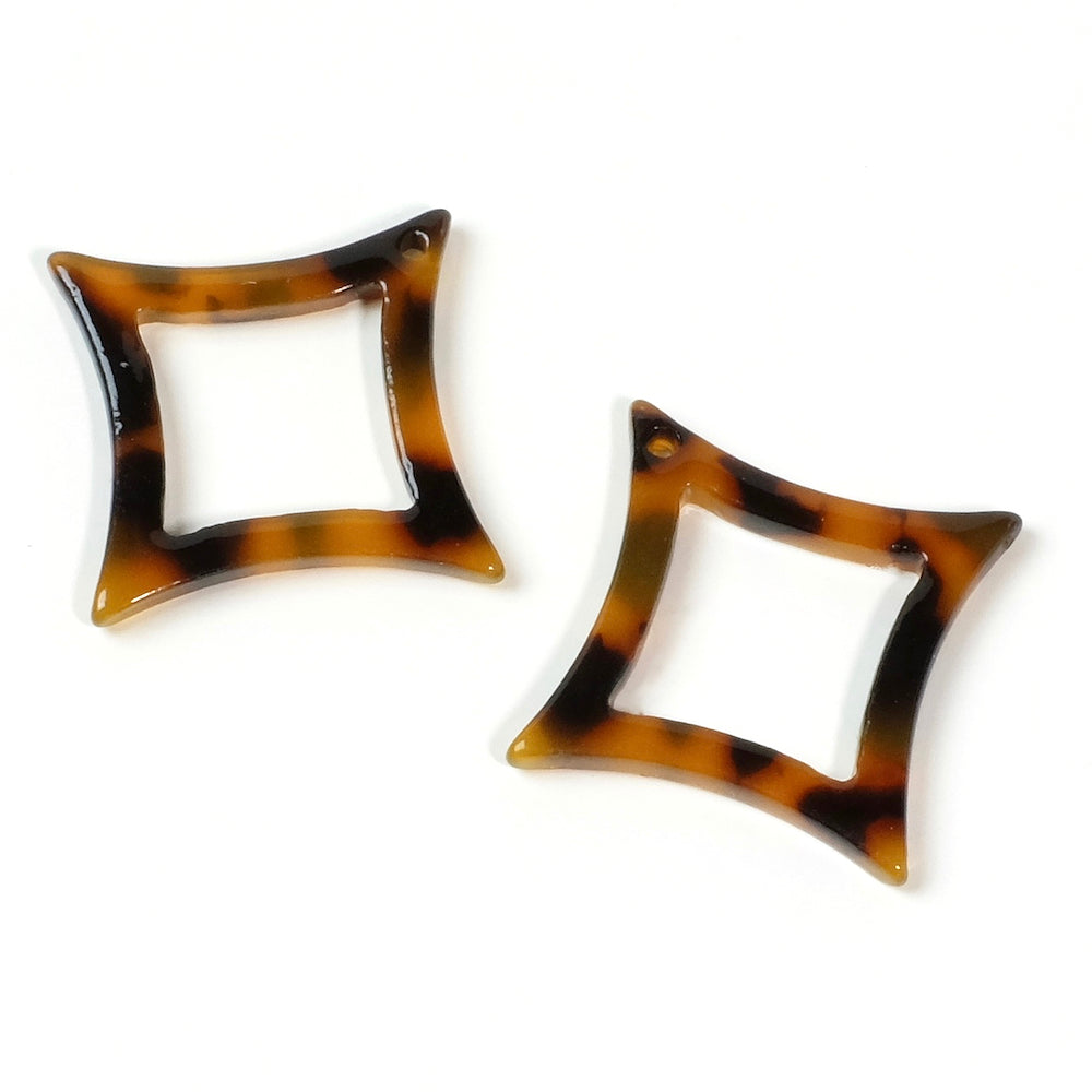 2 brown acetate diamond ring pendants