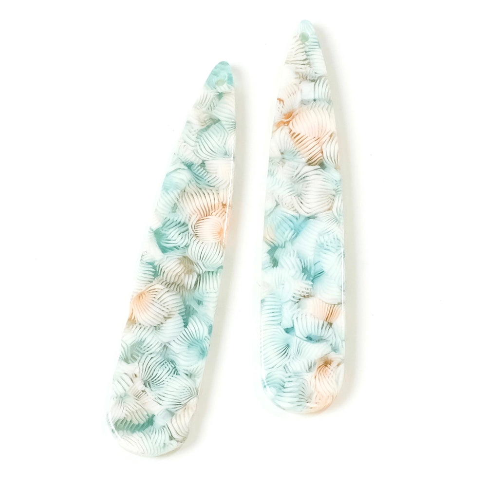 2 CORAIL Turquoise acetate drop pendants