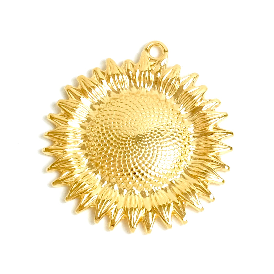 Sunflower pendant in 24K gold-plated Zamak