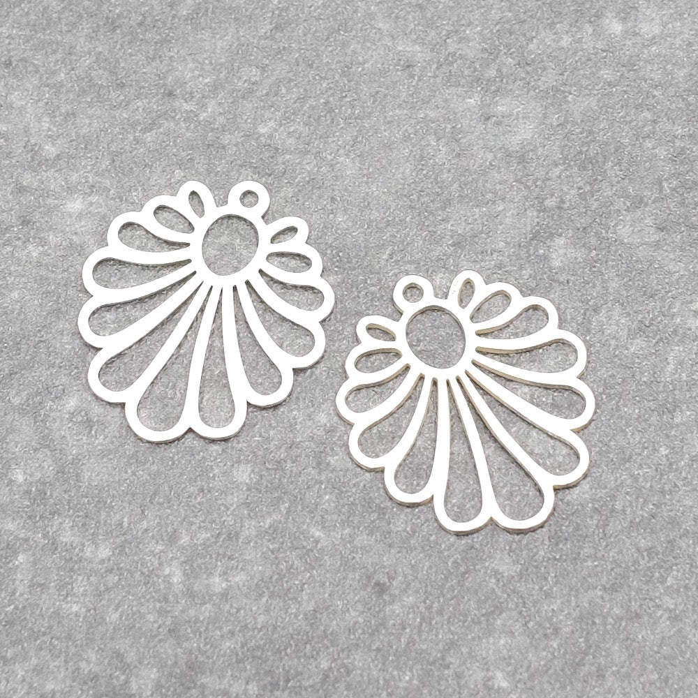 Set of 2 Art Deco Pendants in 925 Sterling Silver