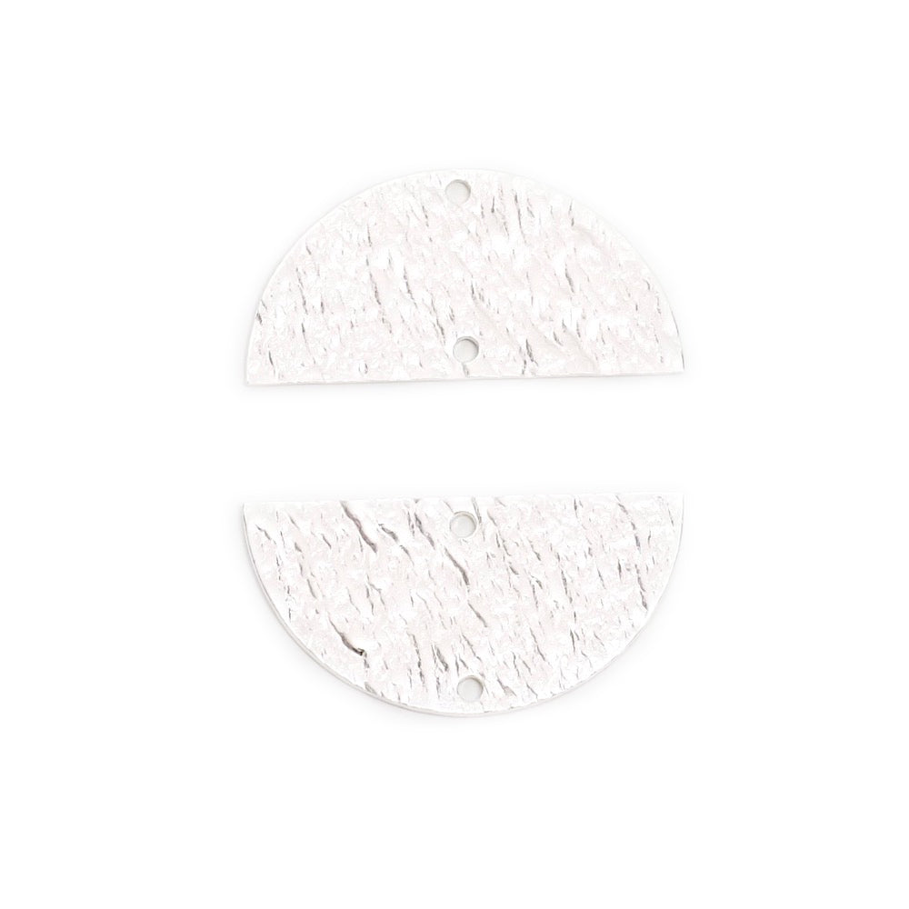 2 Half Circle 25mm Connectors in 925 Premium Silver Plated Brass
