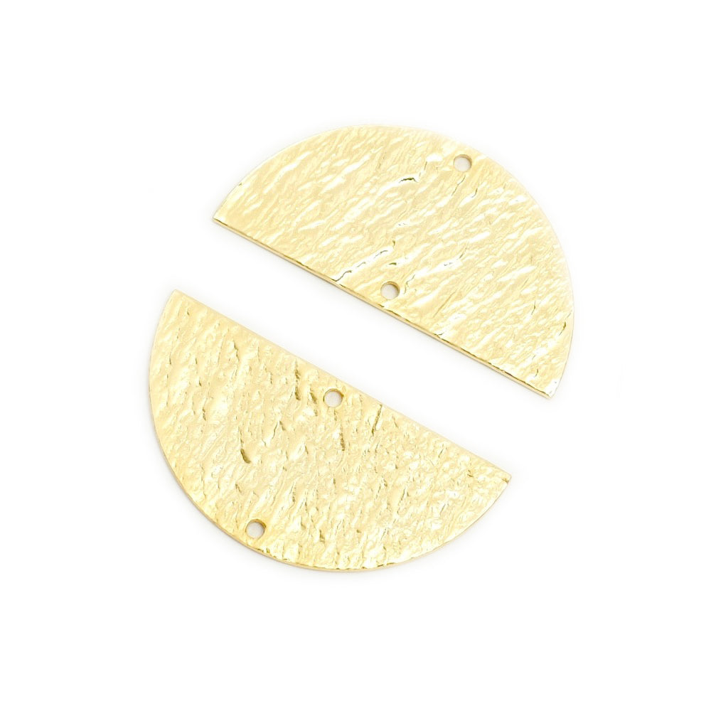 2 Half Circle 30mm Connectors in 24K Gold Plated Brass
