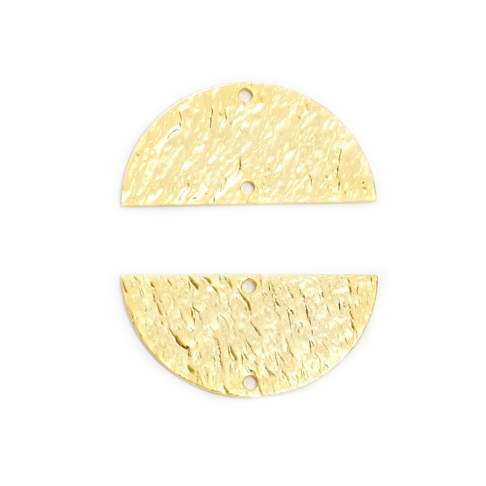 2 Half Circle 25mm Connectors in 24K Gold Plated Brass