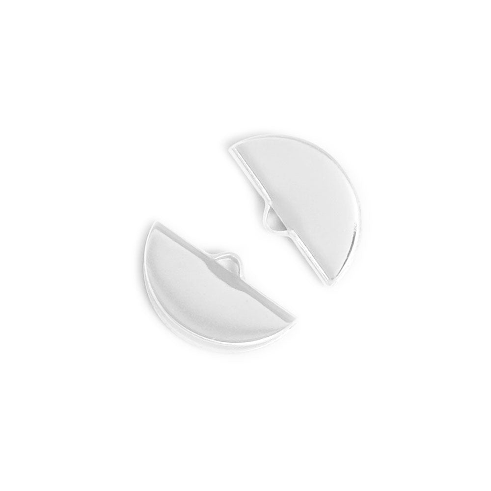 2 Premium curved ribbon ends 20mm in 925 silver plated brass