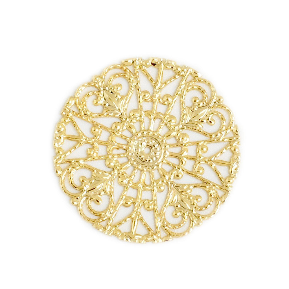Lacy brass stamping, gilded with 24K fine gold