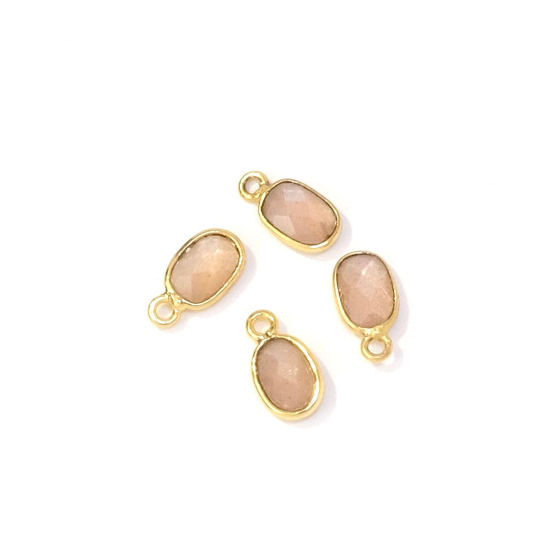 Rectangle set pendant 9.5x5mm Moonstone Feldspar Gilded in 24K Gold