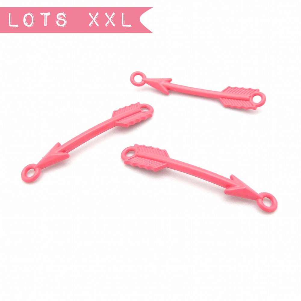 Set of 10 Arrow Connectors in Intense Pink Coral tinted metal