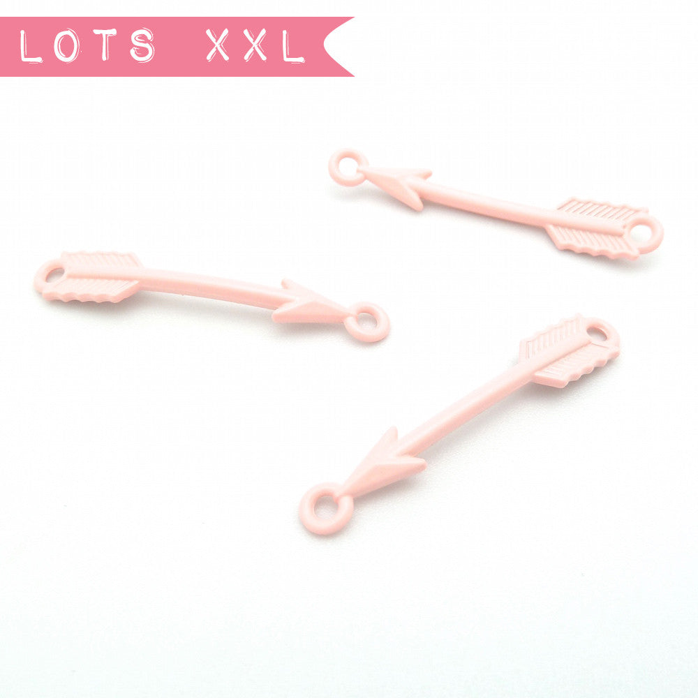 Set of 10 Arrow Connectors in Pink Coral tinted metal