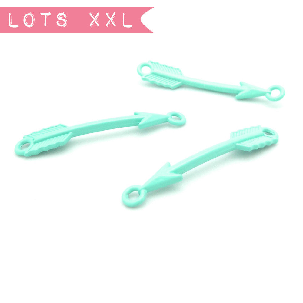 Set of 10 Arrow Connectors in Green Turquoise tinted metal