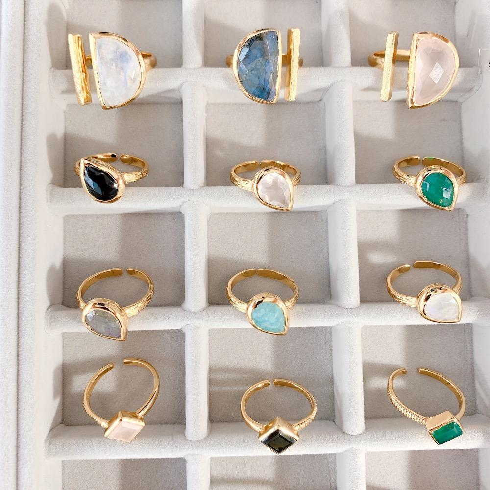 Alex Black Onyx Gold-Plated Ring - Millegrain