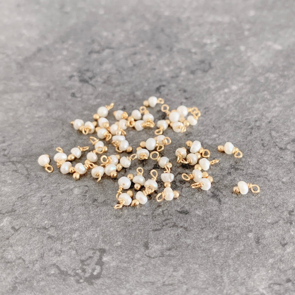 10 mounted beads 3mm, 24K gold-plated brass and Mother-of-pearl