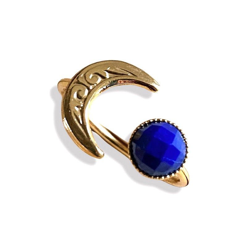 Adjustable Moon Ring for 6mm Cabochon, 24K Gold Plated (3 microns)