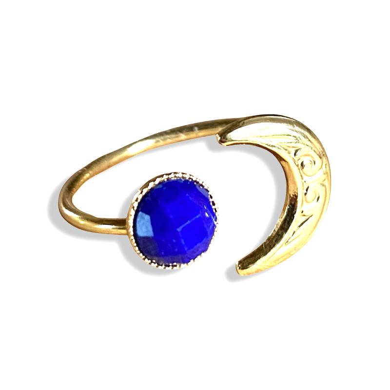 Adjustable Moon Ring for 6mm Cabochon, 24K Gold Plated (3 microns)