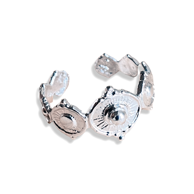 Adjustable Bohemian ring in 925 silver-plated brass