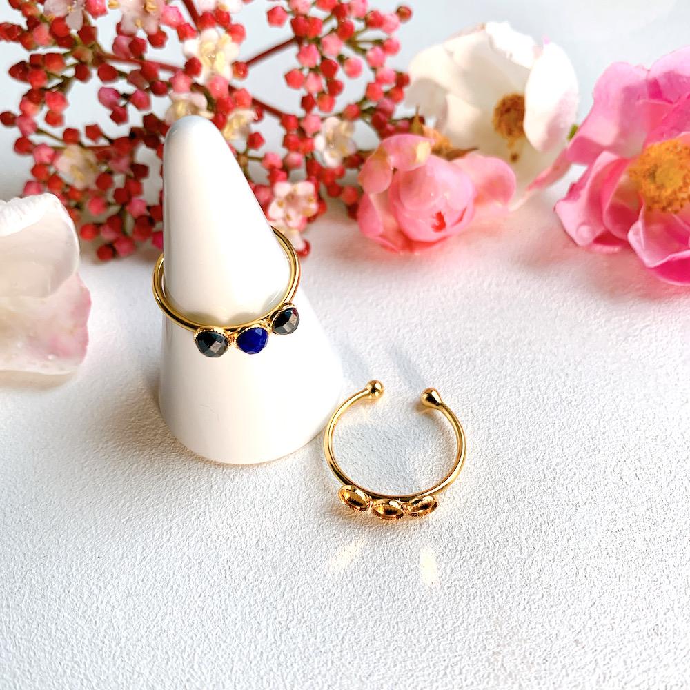 Adjustable Ring for 3 x 4mm Cabochons, 24K Gold Plated