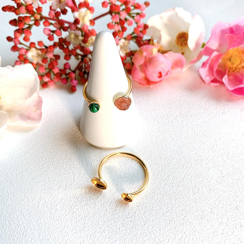 Adjustable Ring for 4mm and 6mm Cabochons, 24K Gold Plated
