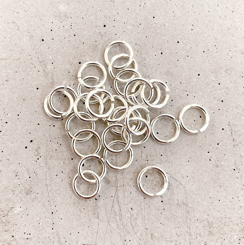 10 open rings 6mm x 0.8mm in sterling silver 925