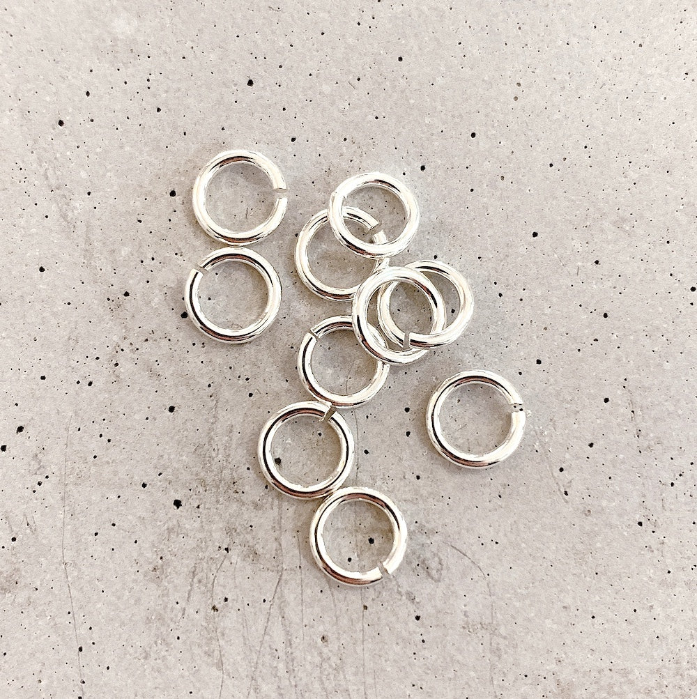 10 open rings 6mm x 1mm in 925 sterling silver