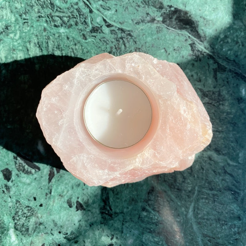 Small Rose Quartz Candle Holder - Pure Minéral