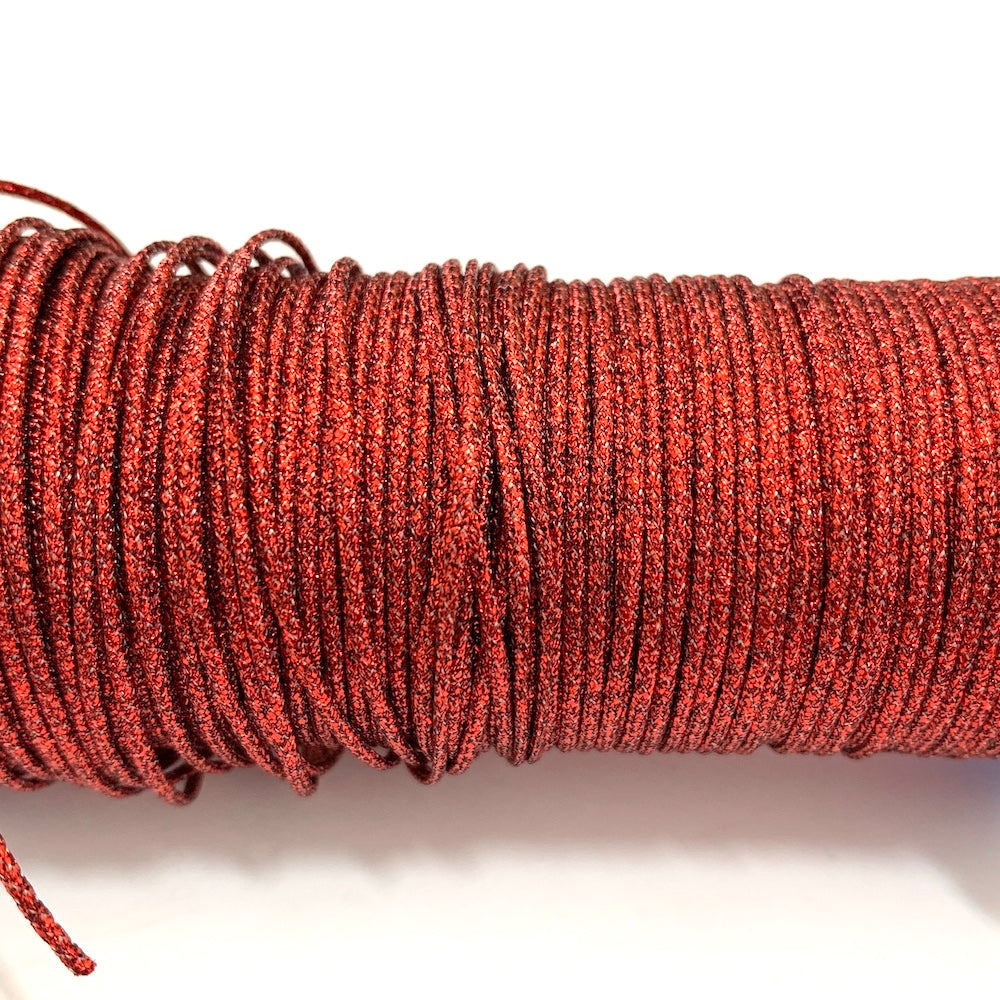 1 meter of 1mm red glitter metallic waxed cotton cord