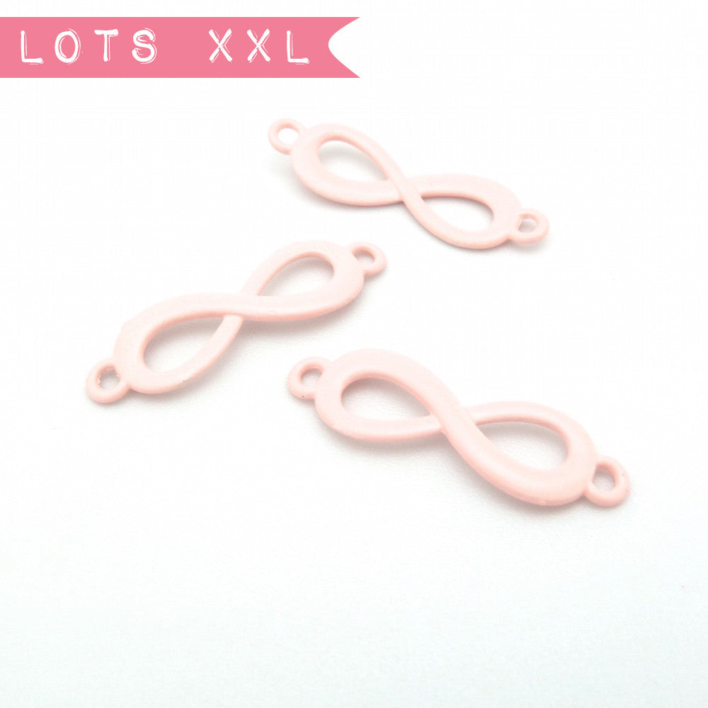 Set of 10 Infinity Connectors in Pink Coral tinted metal