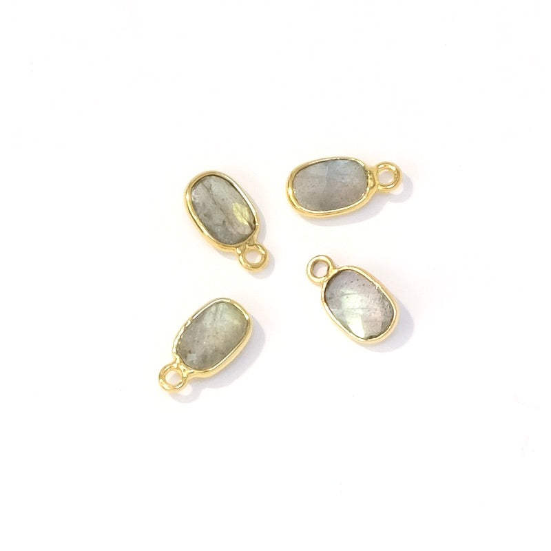 Rectangle-set pendant 9.5x5mm Labradorite Gilded with 24K fine gold