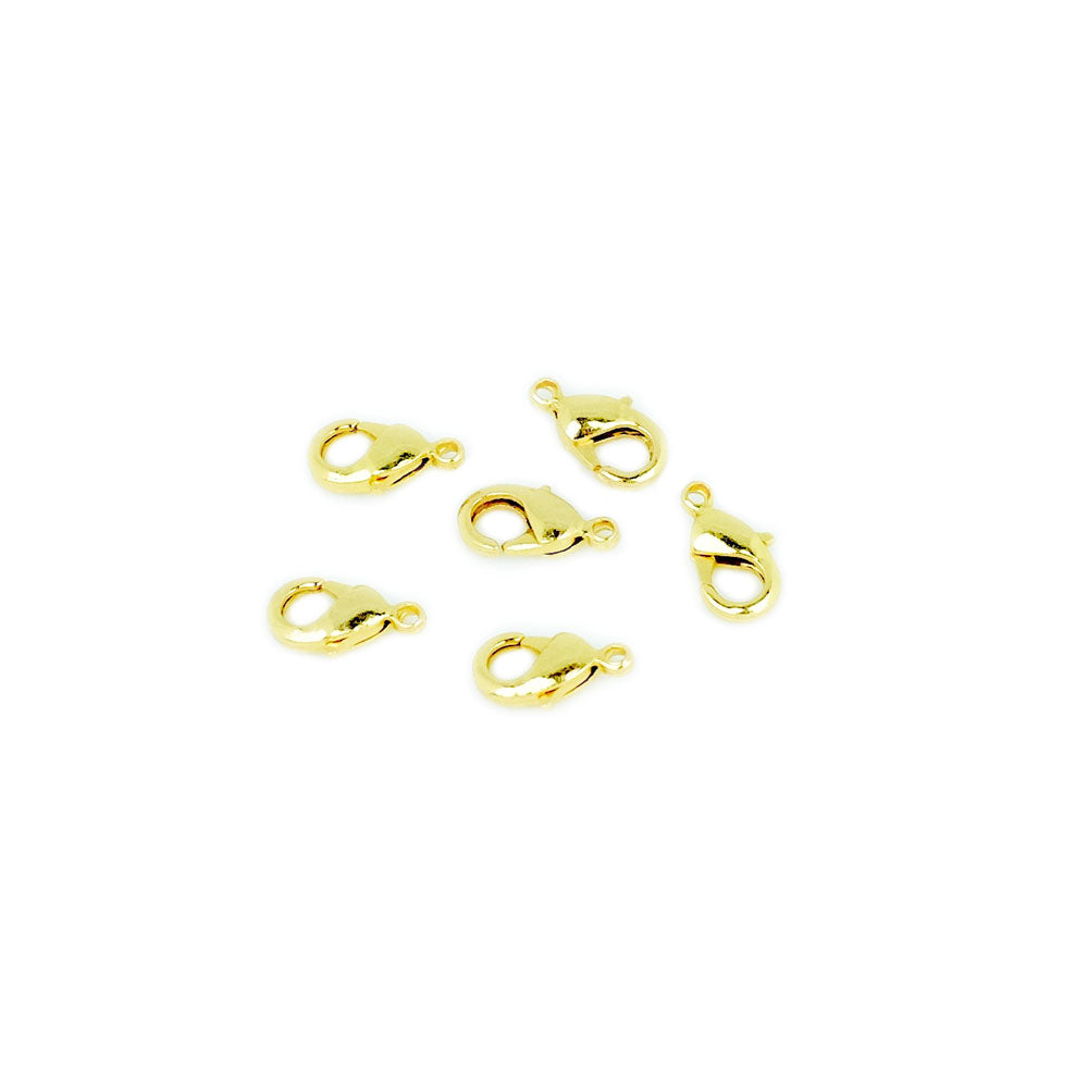 10 lobster clasps 10mm in 24K fine gold plated brass