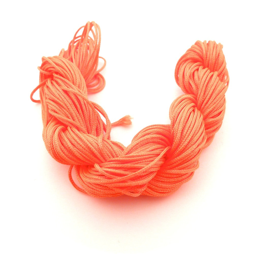 25 meters of nylon shambala threads 1mm orange fluorescent