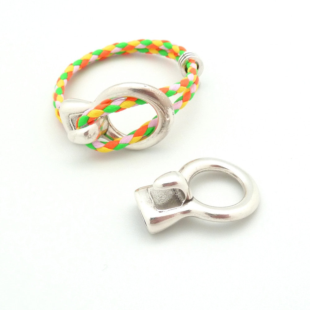 Aged silver Zamak hook clasp to glue on a bracelet 