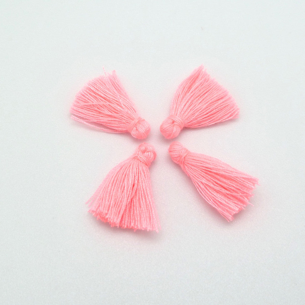 Set of 4 Small Cotton Pom Poms 25mm pink