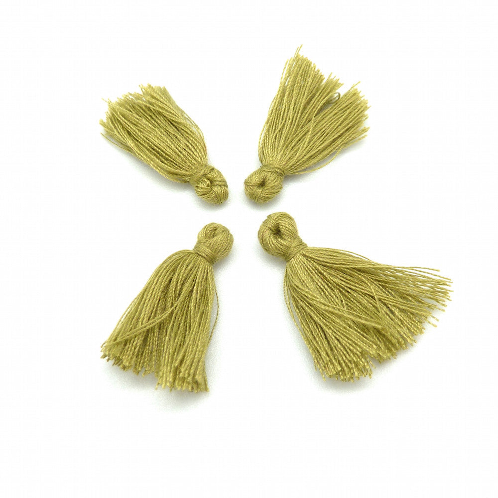 Set of 4 Small Cotton Pom Poms 25mm khaki