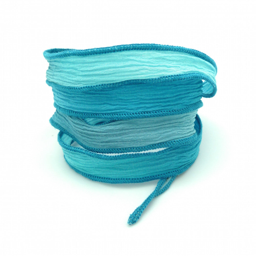 Hand-dyed silk ribbon No. 8, Blue Gradient