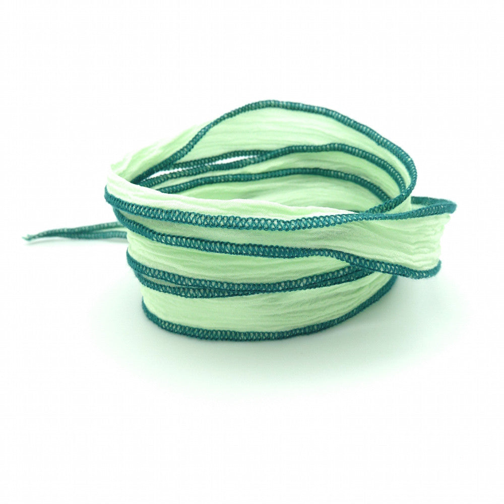 Hand-dyed silk ribbon - No. 12 Mint green
