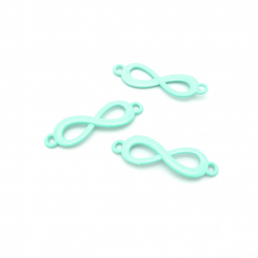 Infinity Connector in Green Turquoise tinted metal 