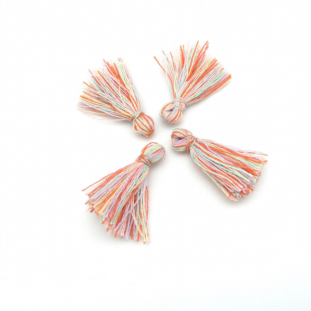 Set of 4 Small Cotton Pom Poms 25mm Multicolore Pastel