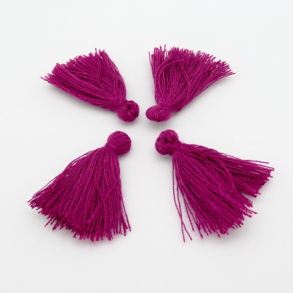 Set of 4 Small Cotton Pom Poms 25mm Purple