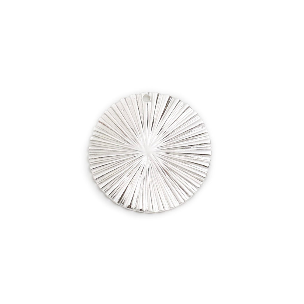 2 wavy round pendants, 21mm, in Premium 925 silver-plated brass