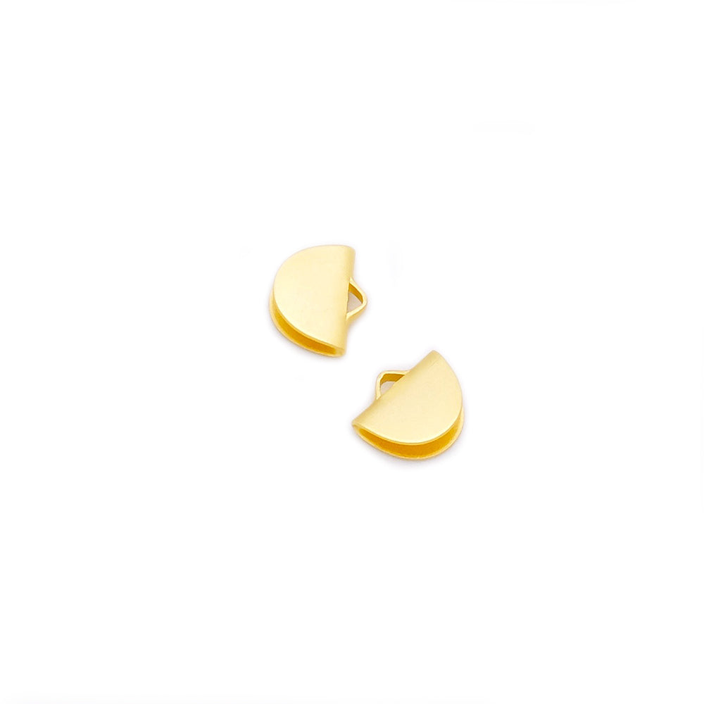 2 matte gold plated brass curved ribbon ends