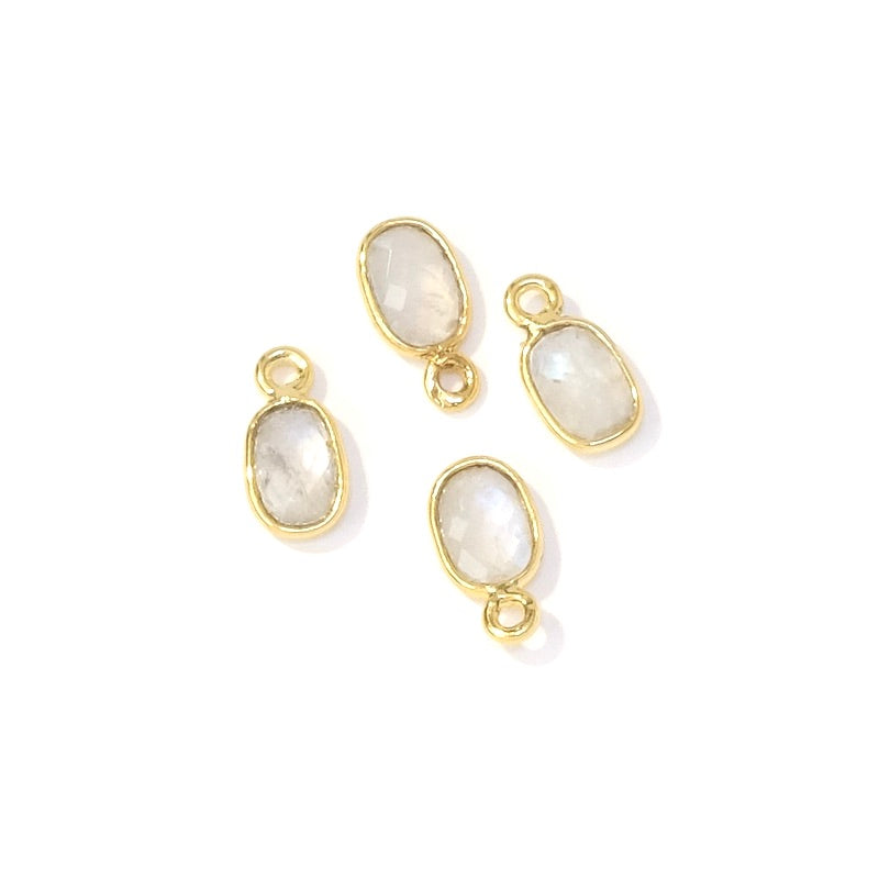 Rectangle set pendant 9,5x5mm Moonstone Gilded with 24K fine gold