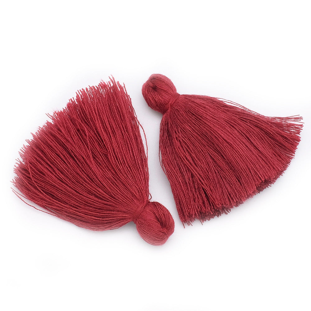 Set of 2 XXL Cotton Pompons 60mm Burgundy