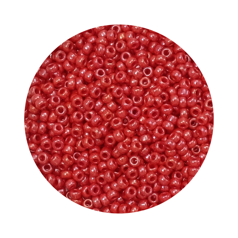 8 grams of Miyuki Rocailles 11/0 beads, Red Opaque Luster No. 426