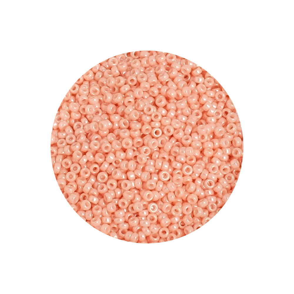 8 grams of Miyuki Rocailles 15/0 beads, Opaque Salmon No. 0429