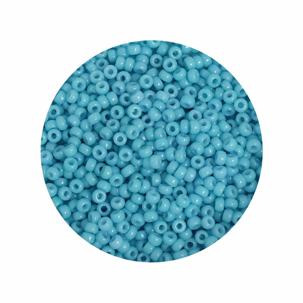 8 grams of Miyuki Rocailles 11/0 beads, Duracoat Opaque Nile Blue No. 4478
