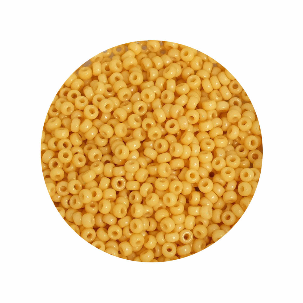 8 grams of Miyuki Rocailles 11/0 beads, Duracoat Opaque Banana No. 4452