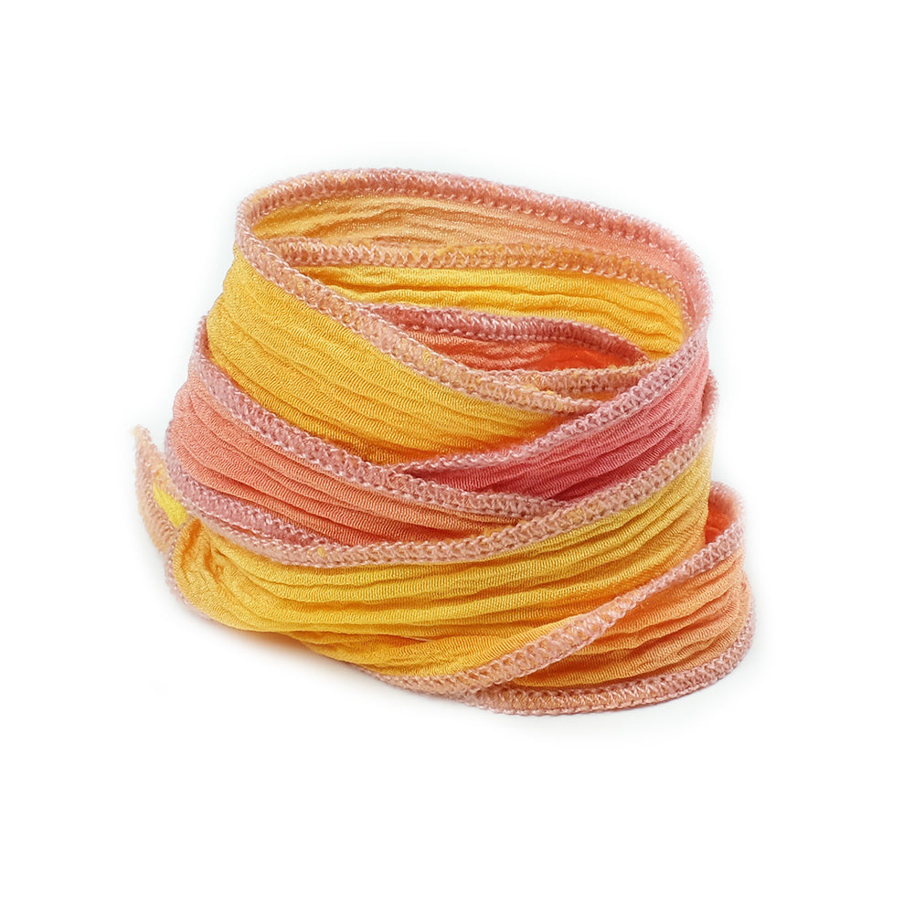 Hand-dyed silk ribbon - No. 48 Peach yellow