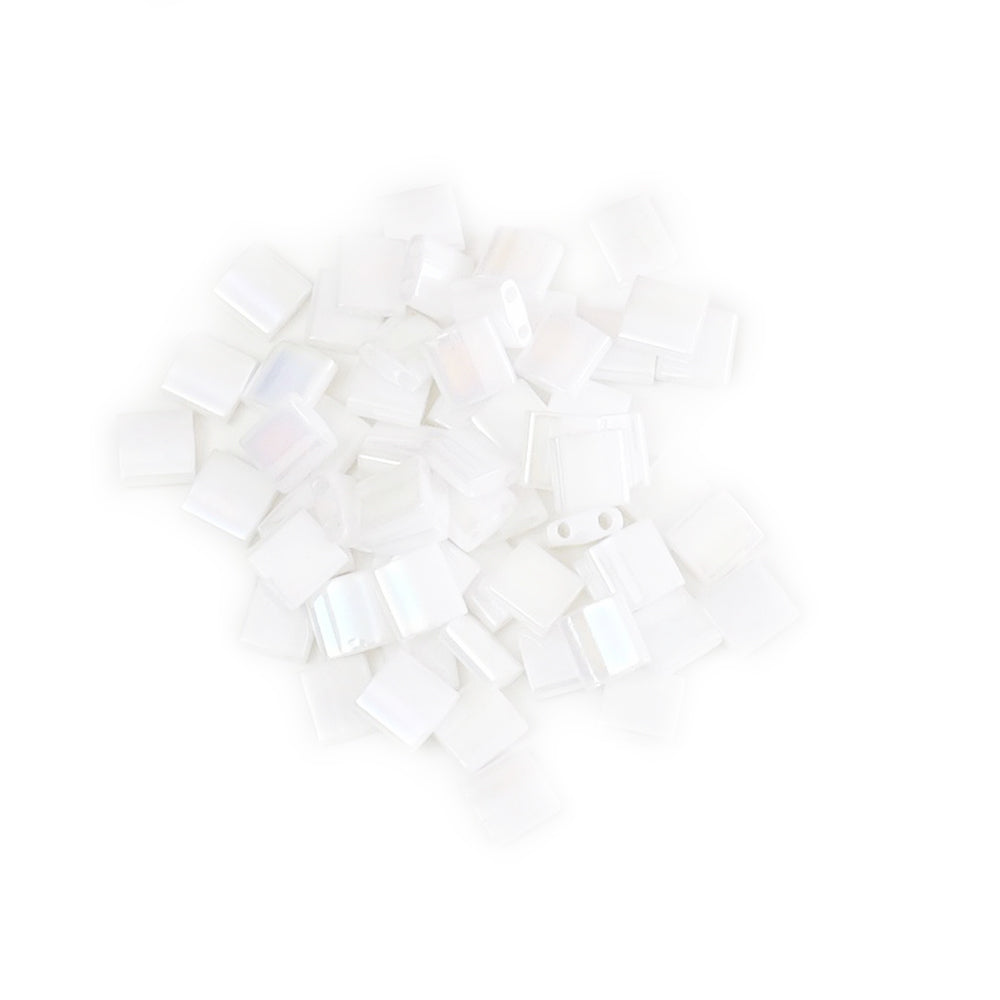 5 grams of Miyuki Tila Beads 5mm TL-0471 White pearl AB