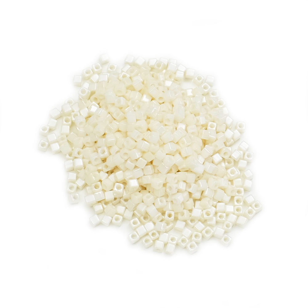 8 grams of Miyuki Square Beads 1.8mm Cream Ceylon SB0421