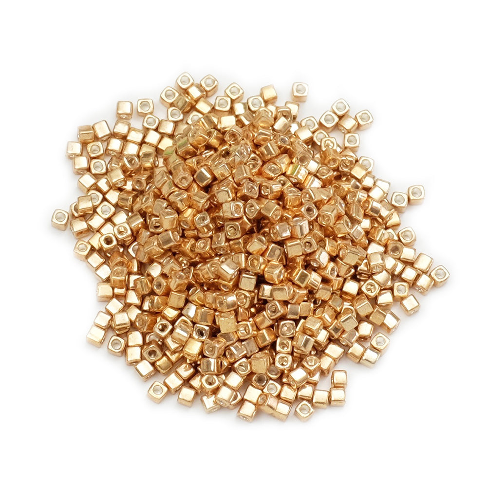 5 grams of Miyuki Square Beads 1.8mm Galvanized Yellow Gold SB1053
